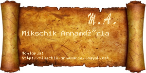 Mikschik Annamária névjegykártya